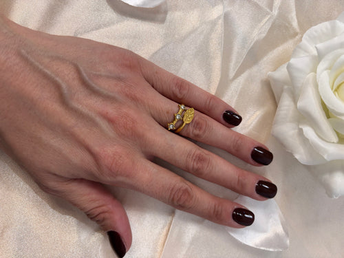 Aïcha – Bague Feuille & Cristaux